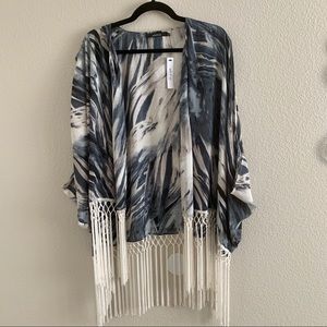 NWT Ark & Co Fringe Kimono